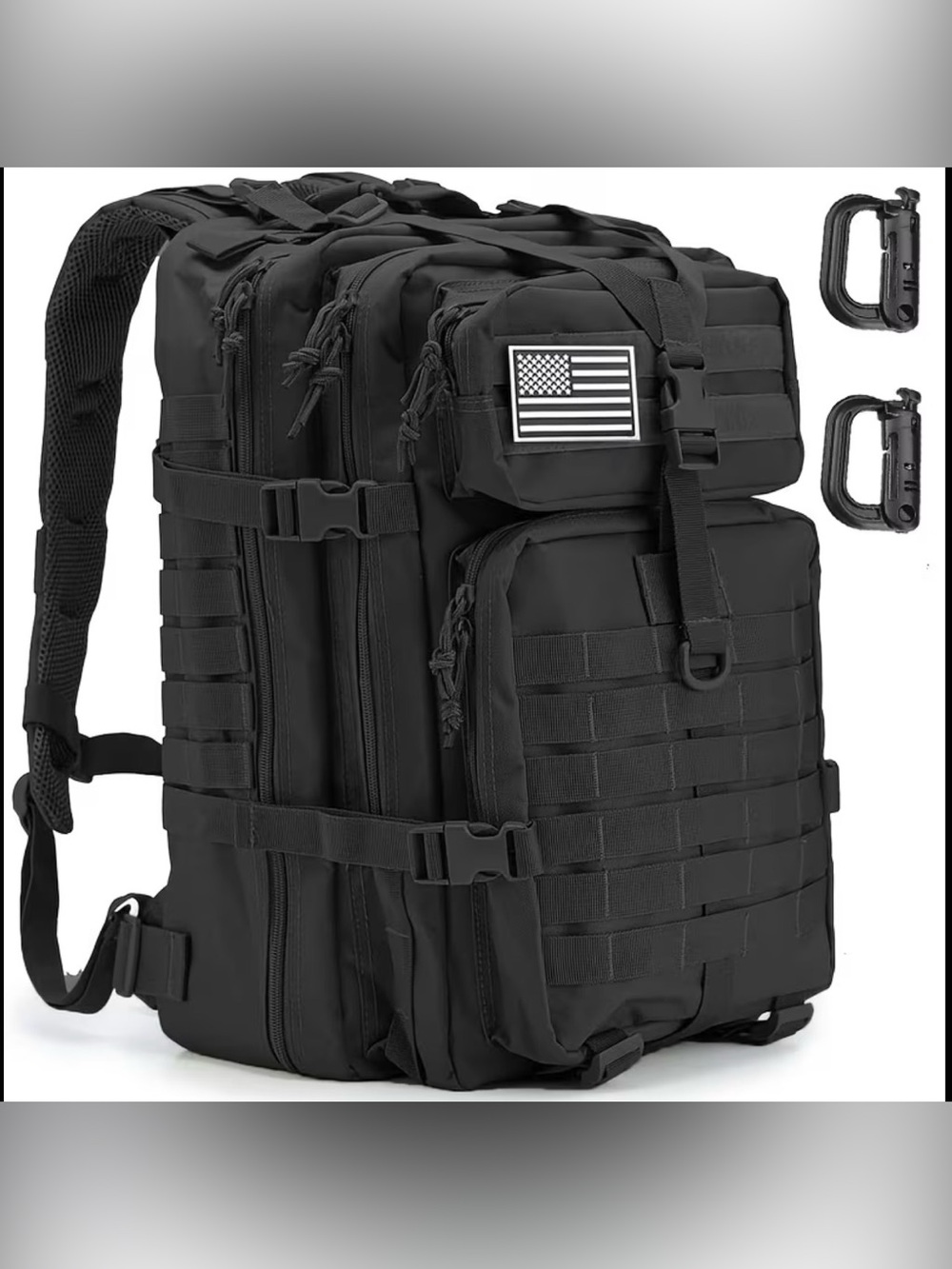 Tactical Military-Style Men's Backpack - Black